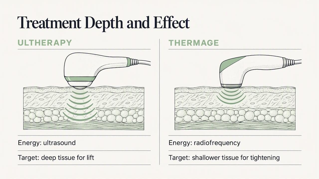 Ultrasound and radiofrequency target different depths