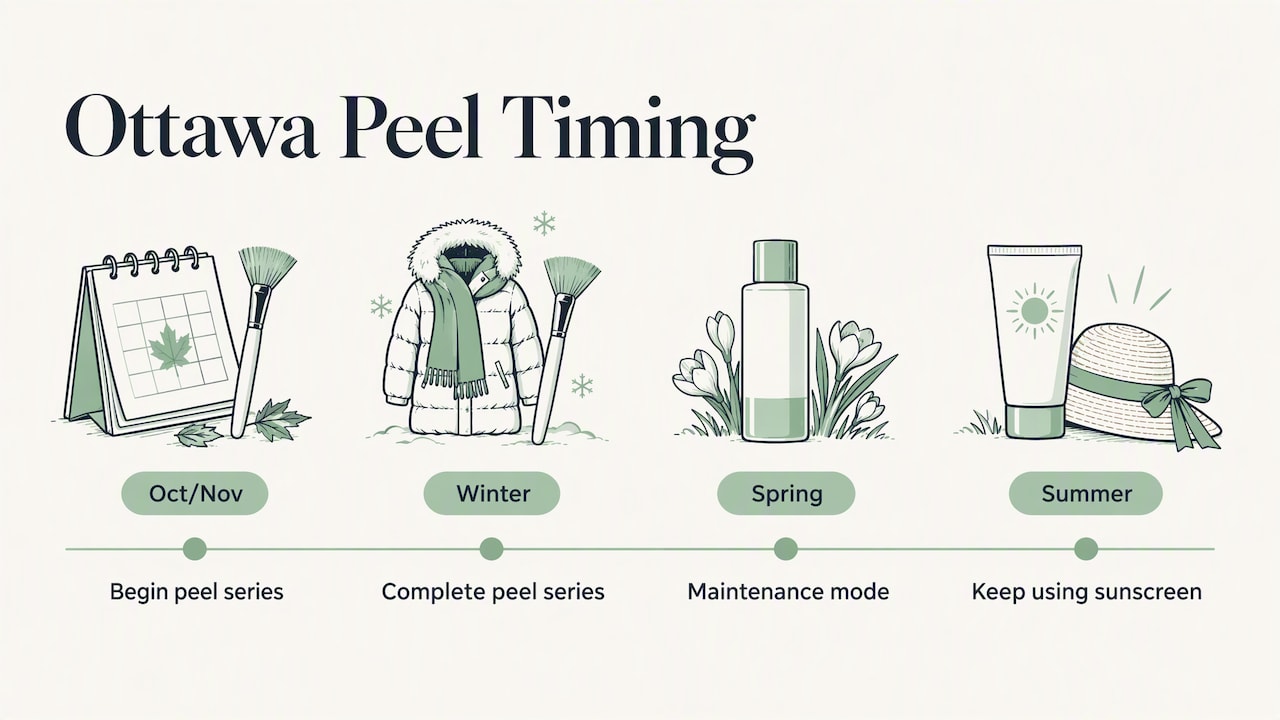 Seasonal timeline for peel treatment and sun protection