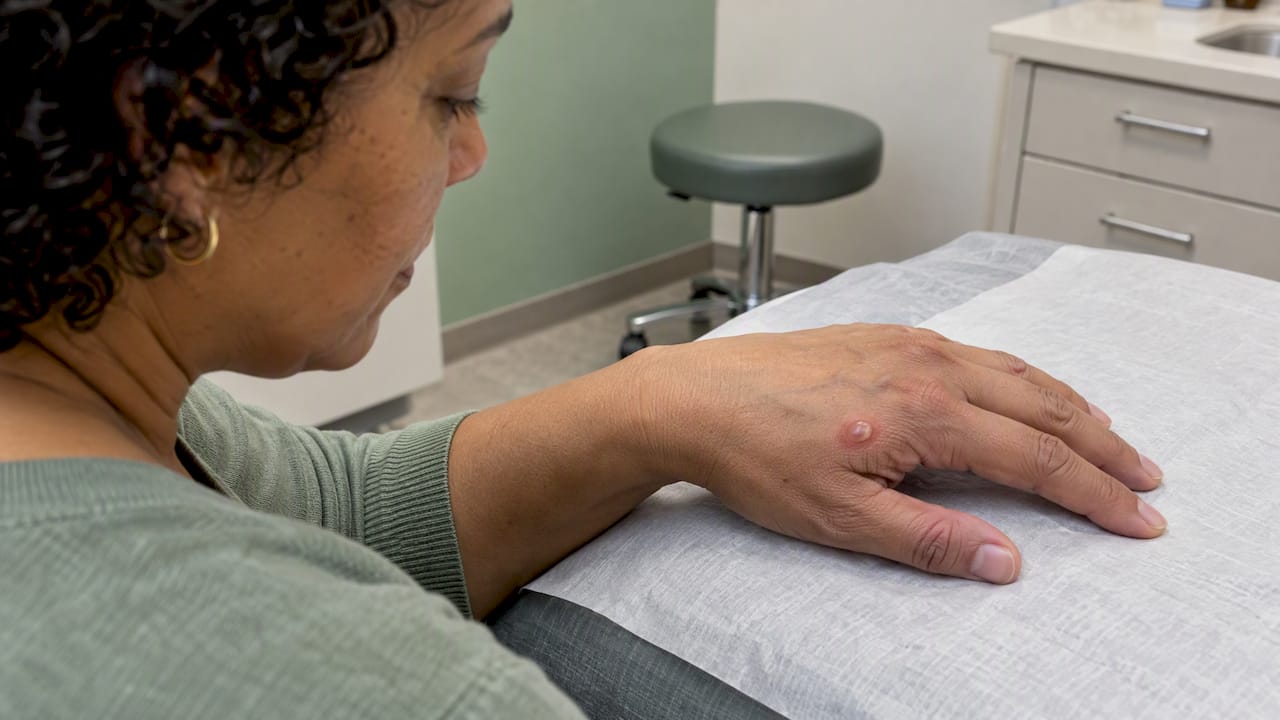 Small blister after wart freezing treatment